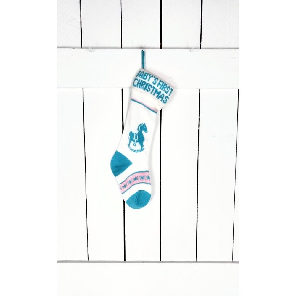 Vintage Babys First Christmas teddy bear Christmas stocking